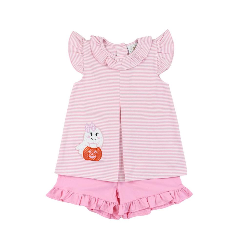 NEW CYPRESS ROW girl's penny pleat short set in pink